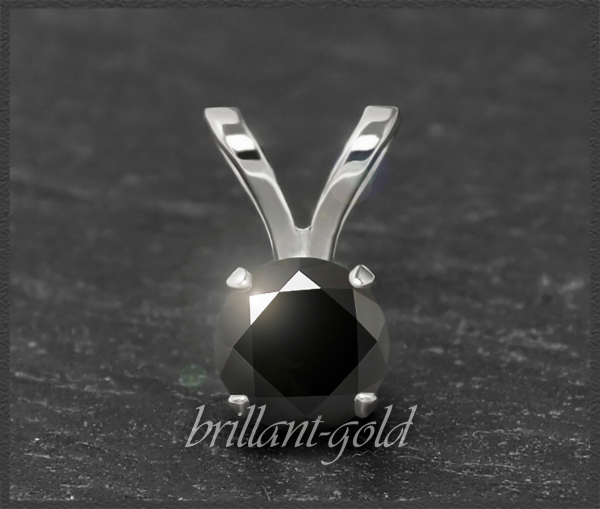 Brillant Anhänger in 585 Gold, 1,27ct, schwarz
